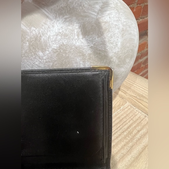 CELINE Black & Gold Leather Embossed Signature Macadam Design Slim Long Wallet - Picture 8 of 14